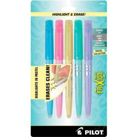 PILOT Pilot FriXion Light Pastel Collection Erasable Highlighters, Chisel Tip, Asstd Colors, 5/Pk 46543